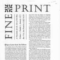 Fine Print; Vol 1 No 1 January 1975