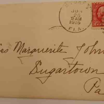 4c. Envelope from Hancock (No Letter) (1/2): June 26, 1915 Envelope from Hancock with no associated letter; Sent from Stuart, FL.
