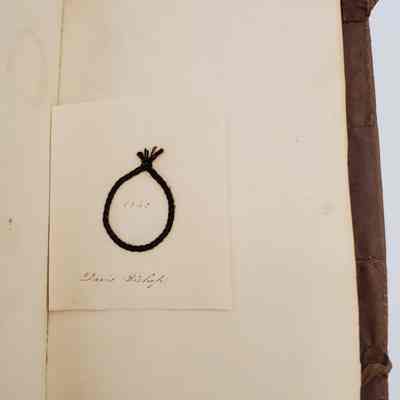 Amy Hall Williams Hair Album 1834-1844: Hair sample from: Davis Bishop 1840