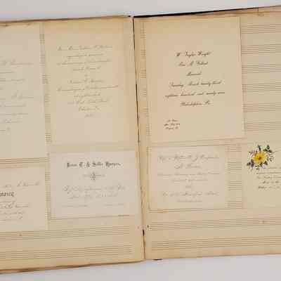Lillian M. Hoopes scrapbook 1882-1898: page 30; invitations, weddings, marriages
