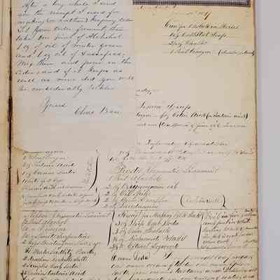 Worrall Daybook 1846-1852: another image of the inside cover with recipes, with a special note to "friend Worrall"