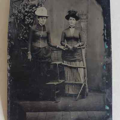 Amy H. Williams Manuscript Collection/tin-type of two well-dressed unidentified women, circa 1860s