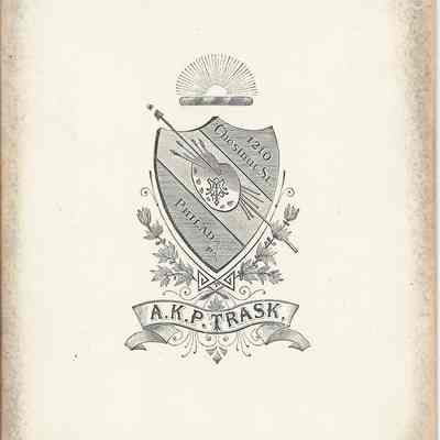 Amy Ida Williams, circa 1880: back of photograph - A. K. P. Trask Studio Emblem/Logo