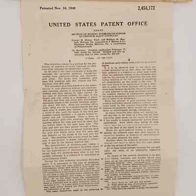 The Matlack and Bishop Family Collection; United States Patent Office, William W. Matlack 1948