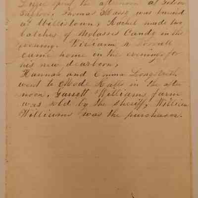 1. Copies of four 1860 Abigail Thatcher Worrall journal entries (3/4): Original on display at Carriage Museum.