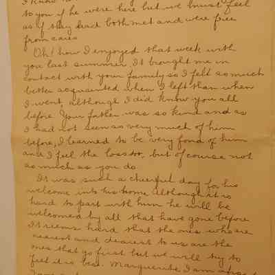 1a. Letter from Helen Hibberd (2/5): May 7th, 1904 Letter from Helen Hibberd expressing sympathy for the death of Marguerite John's father Hillery John (1845-1904); Sent from Malvern, PA.