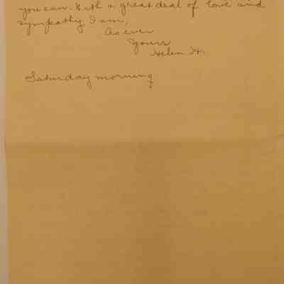 1a. Letter from Helen Hibberd (3/5): May 7th, 1904 Letter from Helen Hibberd expressing sympathy for the death of Marguerite John's father Hillery John (1845-1904); Sent from Malvern, PA.