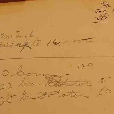 Close-up of Notes on inside of Cover: Mrs. Engle[?]