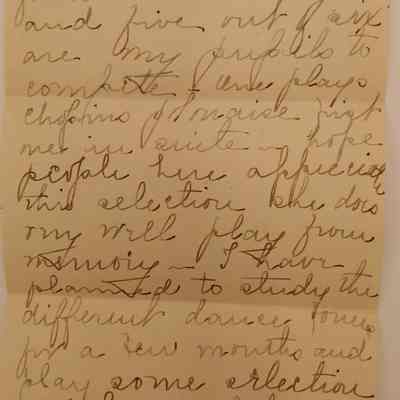 4a. Letter from Mame[?] L.[?] Hancock (5/6): July 25th, 1915 Letter from Mame[?] L.[?] Hancock about her busyness in Florida, her new car, and playing music with the Mozart Club; sent from Stuart, FL.