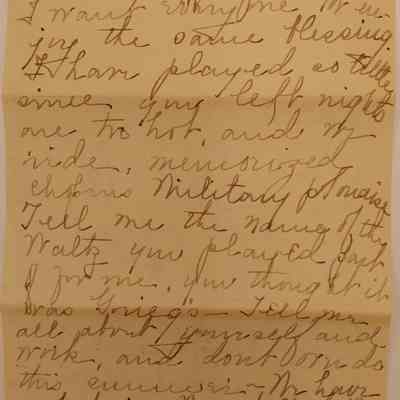4a. Letter from Mame[?] L.[?] Hancock (6/6): July 25th, 1915 Letter from Mame[?] L.[?] Hancock about her busyness in Florida, her new car, and playing music with the Mozart Club; sent from Stuart, FL.