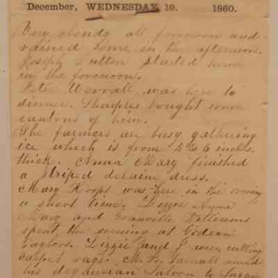 1. Copies of four 1860 Abigail Thatcher Worrall journal entries (2/4): Original on display at Carriage Museum.