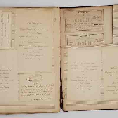 Lillian M. Hoopes scrapbook 1882-1898: page 31; invitations, weddings, marriages
