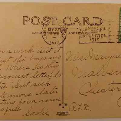 14a. San Francisco, CA Postcard from "Sadie" (2/2): Sept 23 1915