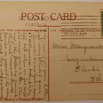 14e. Redlands, CA Postcard from Helen (2/2): Feb 25, 1914
