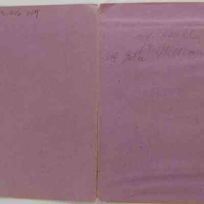 L. Mabel Hall and Amy Ida Williams tin-type: outside paper sleeve - "May Hall + A Ida Williams"