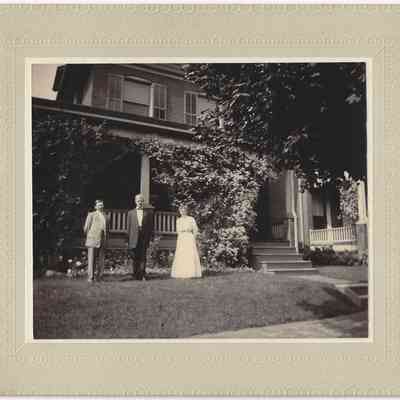 William and Elizabeth Williams and Norman Vernon at their home, 341 Dean Street. West Chester PA: front of photograph with frame/mount - (left to right) Norman Vernon, William Williams Jr., Elizabeth Williams
