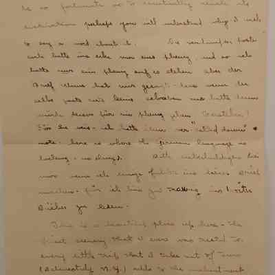 3b. Letter from Rulon J. Green (2/6): Sept 1 1907 Letter from Rulon J. Green mentioning his time spent in upstate New York (Schenectady, Albany, Amsterdam), running tests with machines for the United States and Japan. "Boys" from "colleges all over the U.S." are there. He asks to be remembered to Marguerite's sister and brothers. A section of the letter is in German; Sent from Schenectady, NY.
