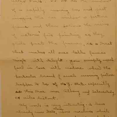 3b. Letter from Rulon J. Green (3/6): Sept 1 1907 Letter from Rulon J. Green mentioning his time spent in upstate New York (Schenectady, Albany, Amsterdam), running tests with machines for the United States and Japan. "Boys" from "colleges all over the U.S." are there. He asks to be remembered to Marguerite's sister and brothers. A section of the letter is in German; Sent from Schenectady, NY.