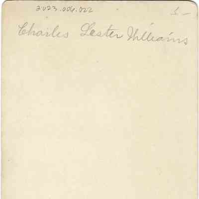 Charles Lester Williams (infant) (c. 1897): back of photograph - "Charles Lester Williams"
