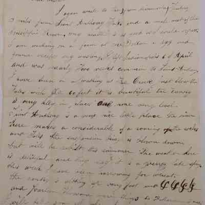 4. Letter from Peter Worrall 2 (1/2): April 21 1856[?] Letter from Abigail Worrall's son Peter Worrall (b. 1833) "again" writing from Minnesota, describing his health, work, and life in Minneapolis; Sent from Minneapolis, MN.