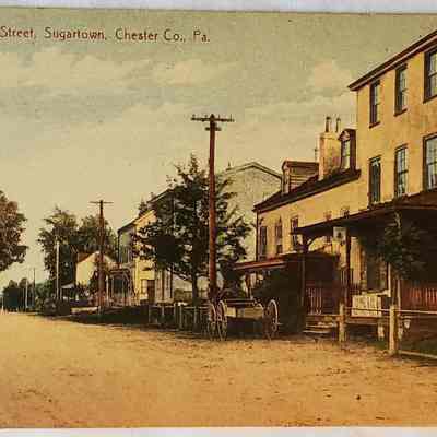 The Main Street, Sugartown, Chester Co., Pa (color postcard), circa 1900s