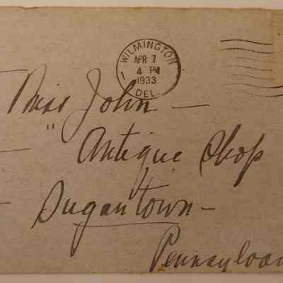 11. Letter from Mrs. Henry Hoopes (4/5): April 7, 1933 letter about John's Antique Shop; sent from Wilmington, DE.