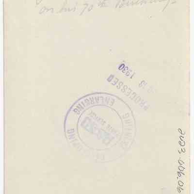 John J. Williams on his 70th birthday (outside home); 1930: "John J. Williams
JJW -
on his 70th birthday"

Dec 18 1930 Stamp from PA-KD Photo Service, a Minneapolis, MN service. Williams lived in Minneapolis as of the 1940 census.