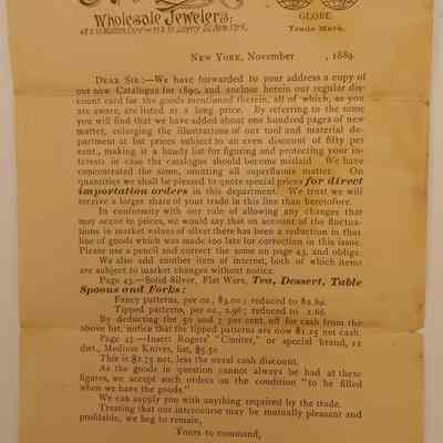 5. S. F. Myers & Co. Catalogue (1/3): Nov. 1889 Catalogue from S. F. Myers & Co. Catalogue Wholesale Jewelers; Sent from New York, New York.