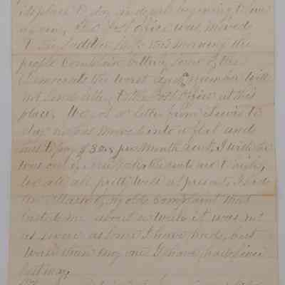 7. Letter from Sharpless Worrall to J. Ellwood Worrall (2/2): Oct. 1 1885 Letter from Sharpless to J. Ellwood Worrall mentioning that he has received his check for taxes and chimney repair and that he is glad to hear that J. Worrall's business is going well and sorry that Will [William H. Worrall?] is losing his "undertaking" that is the "most profitable part of his business." He also mentions preparing the "sitting room" with Mother [Abigail Worrall] and Hannah [Worrall], the post office being moved to the Saddler Shop, Lewis [P. Worrall] moving into a flat in New York, and his health; sent from Sugartown, PA to Granville, PA[?].

[J. Ellwood Worrall was Sharpless's son-in-law, husband of Anna M. Worrall ("Deaths" Friends' Weekly Intelligencer 56 (1899): 745)]