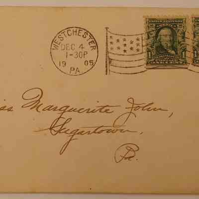 2d. Letter from J. Benson Darlington (3/4): December 4, 1905 Letter from J. Benson Darlington accepting an invitation from Marguerite and apologizing; Sent from West Chester, PA.