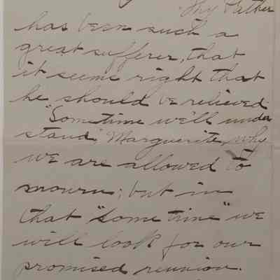 1b. Letter from Helen Hibberd (2/5): May 7th, 1904 Letter from Helen Hibberd expressing sympathy for the death of Marguerite John's father Hillery John (1845-1904); Sent from Malvern, PA.