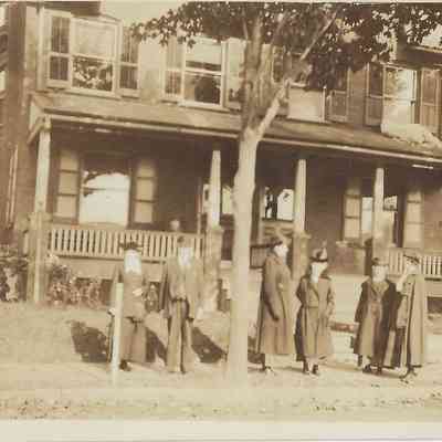 Local Families Photograph Collection/Elwood and Amy Glisson, house at 333 Dean St. Westchester PA (left to right): Ida Stackhouse, William Williams, DeEtta Hall, Lizzie Williams, Ida Glisson, Grace Ellsworth