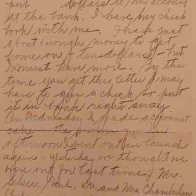 8. Copy of Letter to Mrs. H. W. John (2/6): Printed copy of a March 13, 1915 letter sent by Marguerite John to Mrs. H. W. John [Mrs. Hannah Worrall John, her mother]. The original is on display in the Carriage Museum. It describes her daily activities while on vacation in Florida, mentioning Helen, Paul, and several other names; Sent from Stuart, FL.