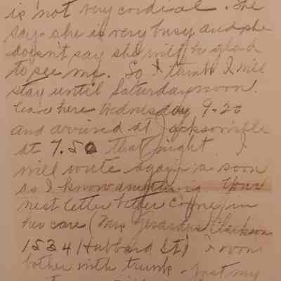 8. Copy of Letter to Mrs. H. W. John (5/6): Printed copy of a March 13, 1915 letter sent by Marguerite John to Mrs. H. W. John [Mrs. Hannah Worrall John, her mother]. The original is on display in the Carriage Museum. It describes her daily activities while on vacation in Florida, mentioning Helen, Paul, and several other names; Sent from Stuart, FL.