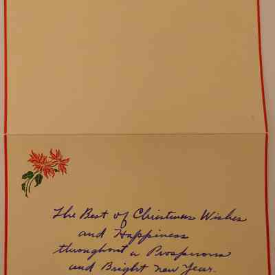 12. Letter from "Aunt Joe" (2/3): Letter from "Aunt Joe and the girls" expressing Christmas wishes. There is no date, but the President Harding stamp is from 1930.