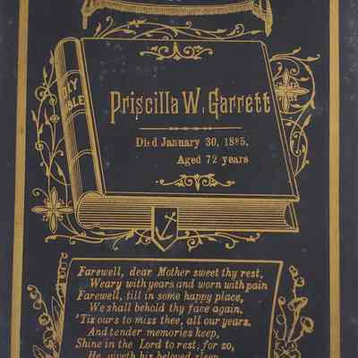 Garrett Family Manuscript Collection/Funeral Card for Priscilla W. Garrett, 1885