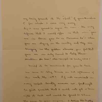 3a. Letter from Rulon J. Green (2/4): Wednesday July 10th, 1907[?] Letter from Rulon J. Green accepting an invitation to "try" his "skill at tennis" from Marguerite; Sent from West Chester, PA.