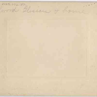 Elwood Glisson and home (with dog): back of photograph - "Elwood Glisson + home"