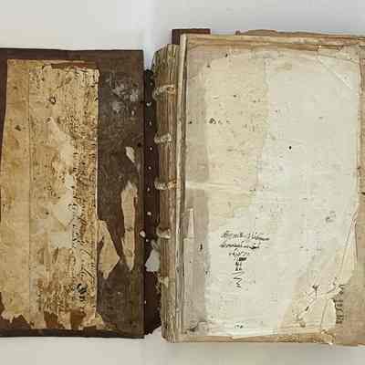 The Garrett Family Bible; The King James Holy Bible, circa 1642: Inside front cover