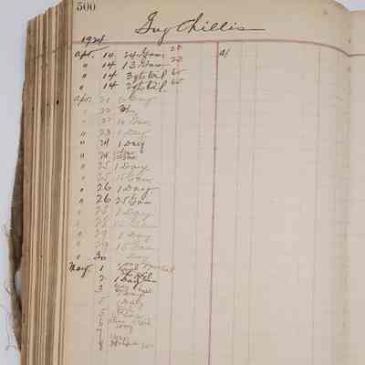 John Daybook 1901-1924: Entries for Guy Chillis 1924, a driver and employee of the John family business
