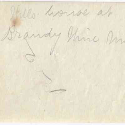 Will's house at Brandywine Manor: back of photograph - "Wills house at Brandy Wine Manor"