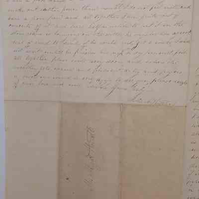 1. Letter from Sallie A. Thatcher (4/4): Feb. 22nd, 1852 Letter from Abigail Worrall's sister Sallie A. Thatcher mentioning not having seen each other in a while and her annoyance with Sharpless (Abigail's husband) not keeping his promise to visit. She asks about Abigail's children including Hanna, mentions a funeral she was unable to attend, and describes her recent illness, possibly influenza. "Eli Yarnell" and "Aunt Phebe" are mentioned; Sent from Wilmington, DE.