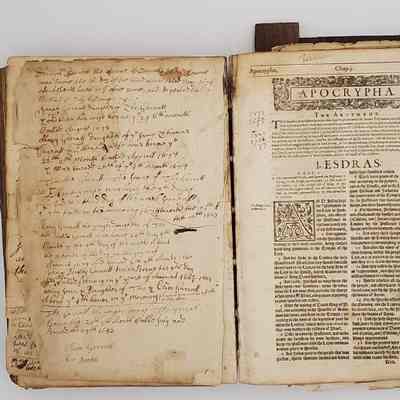 The Garrett Family Bible; The King James Holy Bible, circa 1642: Genealogy information for the Garrett Family: