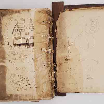 The Garrett Family Bible; The King James Holy Bible, circa 1642: Back pages, contain illustration and name of original bible owner, William Raworth