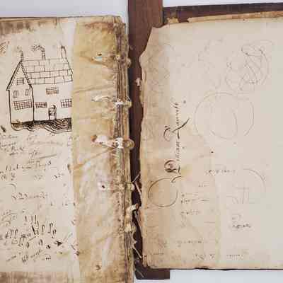 The Garrett Family Bible; The King James Holy Bible, circa 1642: contains drawing and doodles, name of original owner; "William Raworth, his book 1649"