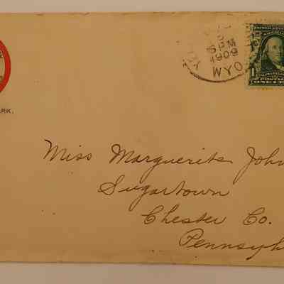 1e. Letter from Helen Hibberd (6/7): July 3rd, 1909 Letter from Helen Hibberd about her trip to Yellowstone and the Grand Canyon; Sent from Yellowstone, WY.