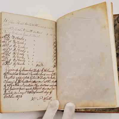 Treasurer Book, Ivanhoe Lodge I.O.O.F. 432 (1851-1887): Last page of entries; Willie Hall with S. Worrall. Settlement of account, William P. Hall