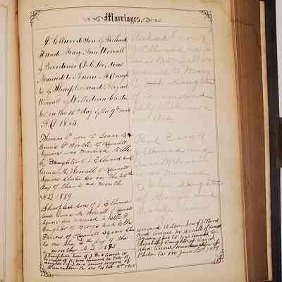 The Worrall Family Bible: Entries for marriage records in the Worrall family 1863-1917