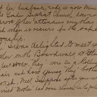 7. Letter from Edith J. Hickman Bean[?] (3/8): Feb. 14, 1911 letter from Edith J. Hickman Bean[?] wishing Marguerite well with her illness, mentioning seeing her mother and husband and meeting her brother, Harel[?] [John]. She mentions meeting her brother Clyde B. John and wishing to see her sister Beatrice [John] [Married name unknown]. She invites Marguerite to spend time with her next time her husband has business in New York; sent from West Chester, PA. 

[Note: The associated envelope was sent from West Chester, PA despite the writer writing from New York. It is possible that the letter and envelope are incorrectly matched. Also, Marguerite John is never addressed by a married name despite being recently married in 1911 according to this letter.]