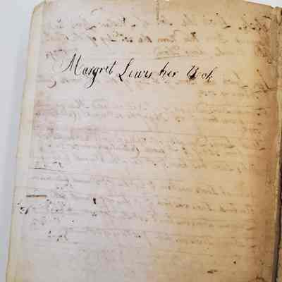 Garrett Family Manuscript Collection/The Lewis Family Bible [1765]: entry reads: Margaret Lewis, her book